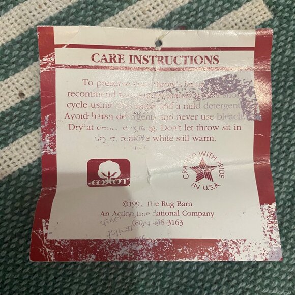 The Rug Barn Fruit Sampler Seafoam Combo Throw Blanket Cotton Vintage 57"x43" - Picture 6 of 14